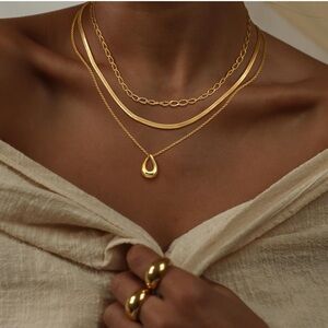 NEW 14K Real Gold Plated Elegant Gold Necklace Set